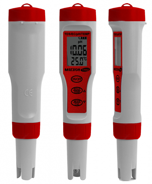 Тестер воды 4 в 1 (солемер/кондуктометр/pH- метр/термометр) МЕГЕОН 17002 купить по низкой цене | МАКСПРОФИТ